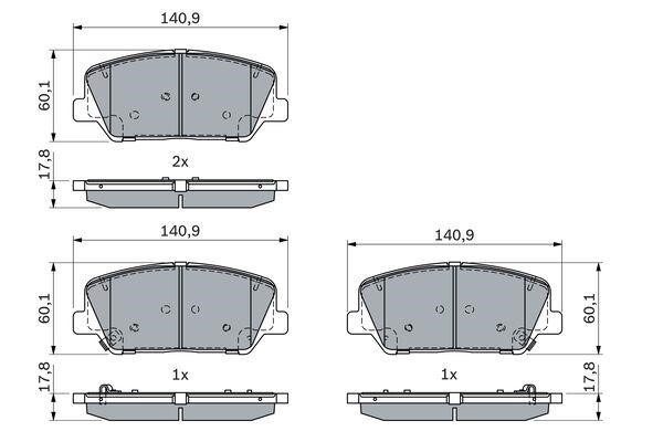 Brake pad kit Hyundai Veloster: 0986424491 Bosch Brake pad set