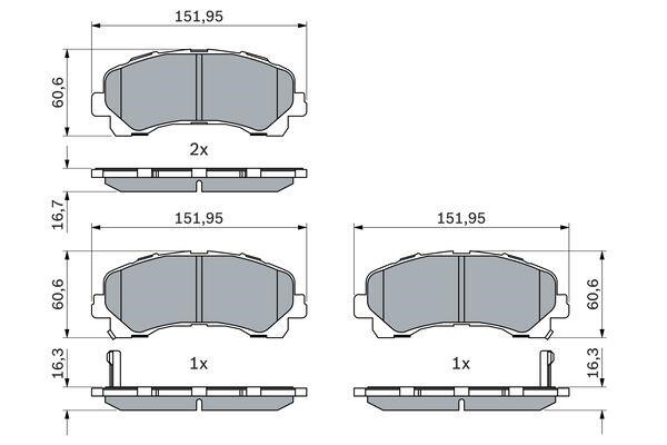 Brake pad kit Chevrolet S10: 0986424916 Bosch Brake pad set