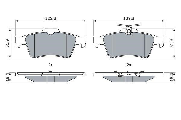 Brake pad kit Peugeot 508: 0986424999 Bosch Brake pad set