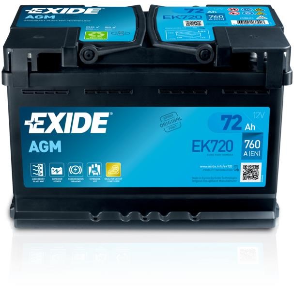 Exide EK720 Battery Exide AGM 12V 72Ah 760A(EN) R+ EK720