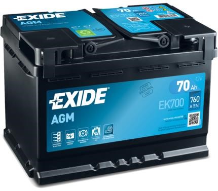 Battery Exide AGM 12V 72Ah 760A(EN) R+ Exide EK720