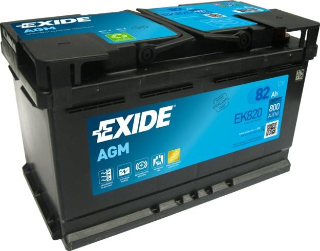 Exide EK820 Battery Exide AGM 12V 82Ah 800A(EN) R+ EK820