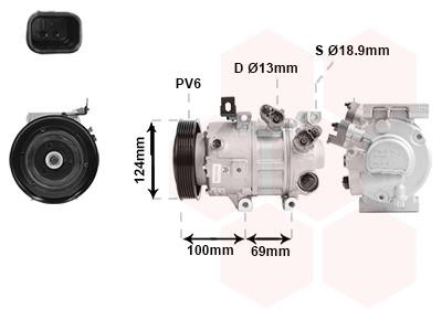 Car heating parts Hyundai Tucson 3 (TL, TLE) SUV: 8201K719 Van Wezel Compressor, air conditioning