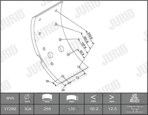 Jurid/Bendix 1728045380 Brake lining set 1728045380