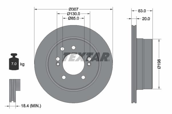 Brake rotor Ssangyong: 92341003 Textar Brake disc