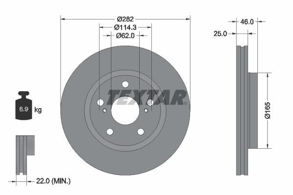Textar 92341103 Rear ventilated brake disc 92341103
