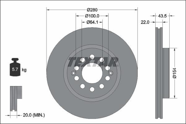 Brake discs MG MG ZS: 92342603 Textar Brake disc