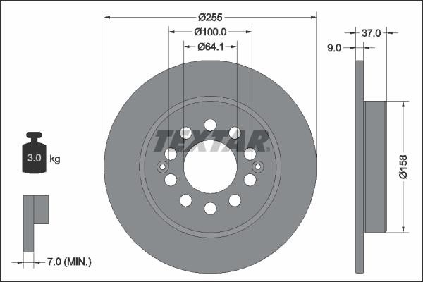 92342703 Textar Brake disc