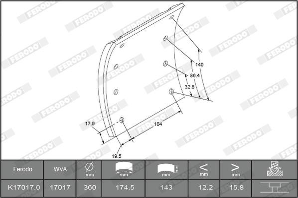 Ferodo K17017.1-F3661 Brake lining set K170171F3661