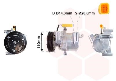 Car heating parts Peugeot 108 Hatchback: 5300K734 Van Wezel Compressor, air conditioning