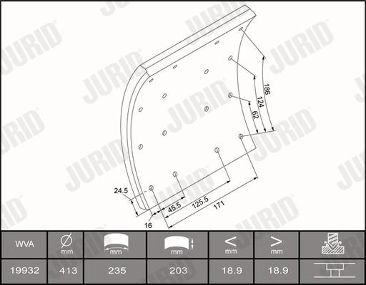 Jurid/Bendix 1993211070 Brake lining set 1993211070