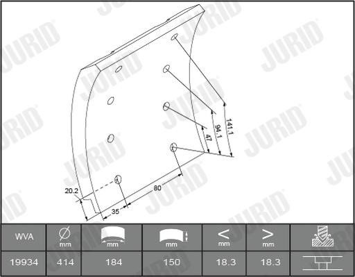 Jurid/Bendix 1993411230 Brake lining set 1993411230