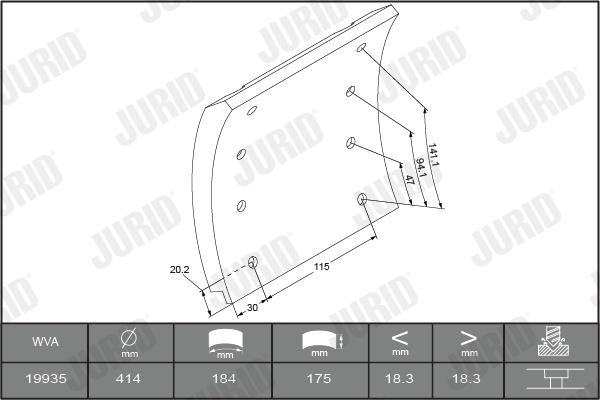Jurid/Bendix 1993511070 Brake lining set 1993511070