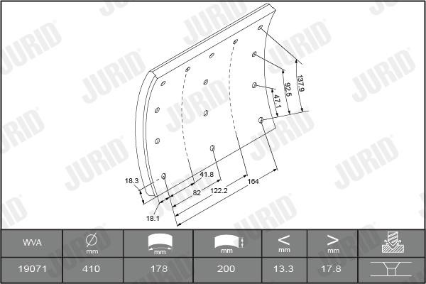 Jurid/Bendix 1907101070 Brake lining set 1907101070