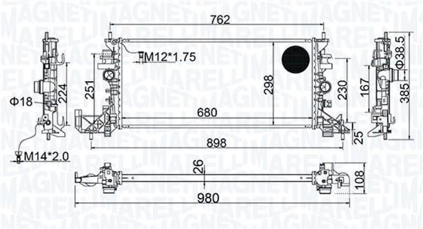 Magneti marelli 350213206700 Radiator, engine cooling 350213206700