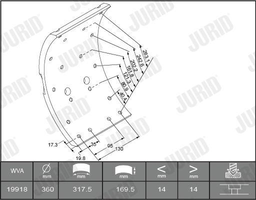 Jurid/Bendix 1991801250 Brake lining set 1991801250