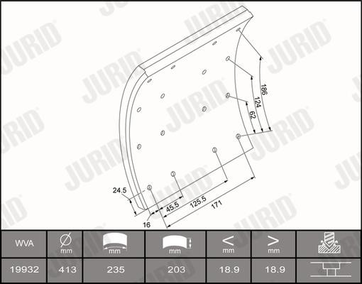 Jurid/Bendix 1993201820 Brake lining set 1993201820