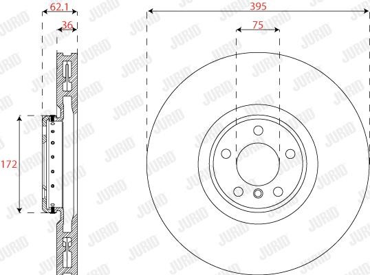 Jurid/Bendix 563282JVC-1 Front right ventilated brake disc 563282JVC1