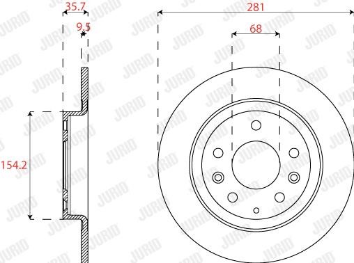 Jurid/Bendix 563285JC Rear brake disc, non-ventilated 563285JC