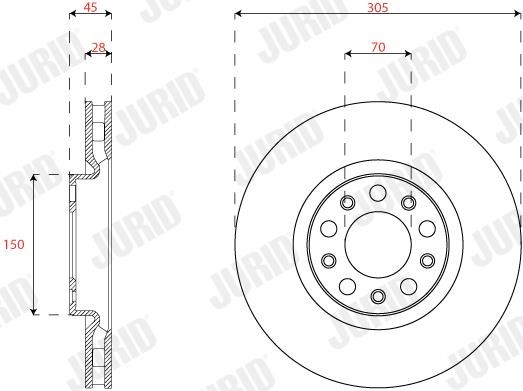 Jurid/Bendix 563292JC Front brake disc ventilated 563292JC