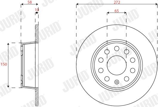 Jurid/Bendix 563293JC Rear brake disc, non-ventilated 563293JC