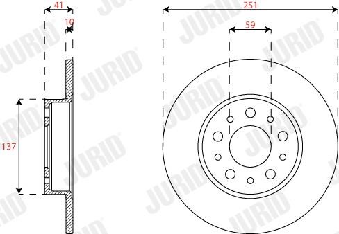 Jurid/Bendix 563295JC Rear brake disc, non-ventilated 563295JC