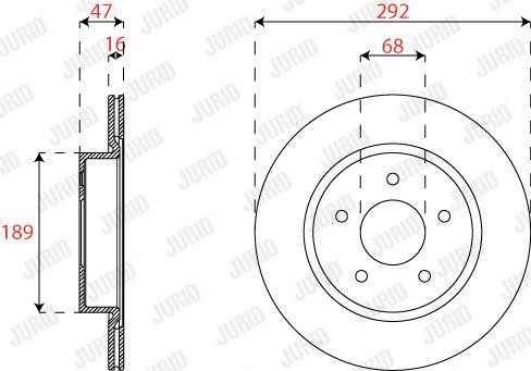 Jurid/Bendix 563299JC Rear ventilated brake disc 563299JC