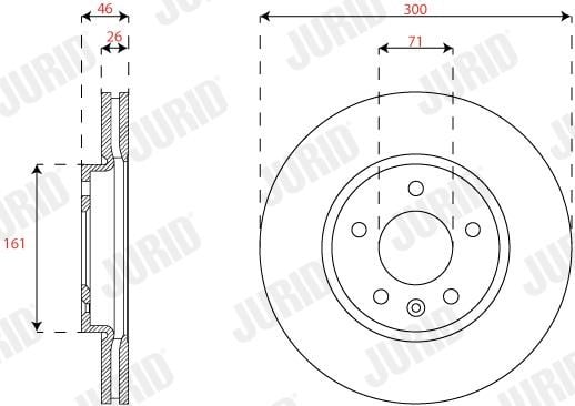 Jurid/Bendix 563310JC Front brake disc ventilated 563310JC
