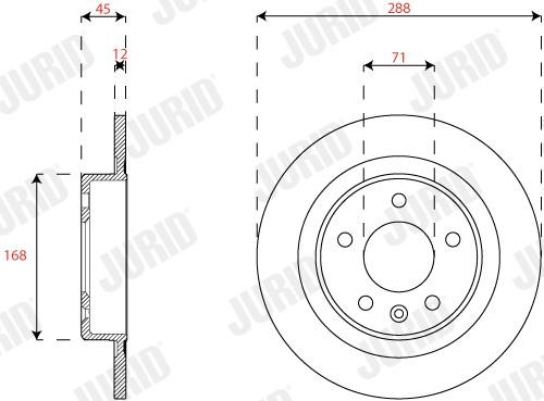 Jurid/Bendix 563311JC Rear brake disc, non-ventilated 563311JC