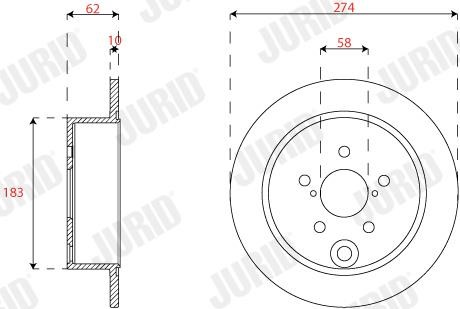 Jurid/Bendix 563343JC Rear brake disc, non-ventilated 563343JC