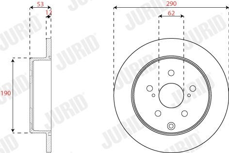Jurid/Bendix 563344JC Rear brake disc, non-ventilated 563344JC