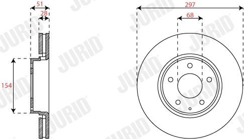 Jurid/Bendix 563356JC Front brake disc ventilated 563356JC