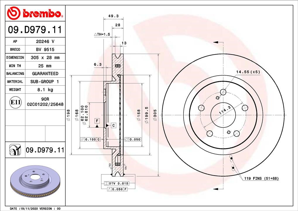 Brembo 09.D979.11 Brake disc 09D97911