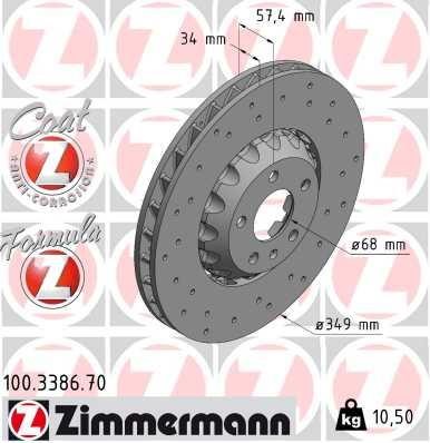 Otto Zimmermann 100.3386.70 Front brake disc ventilated 100338670
