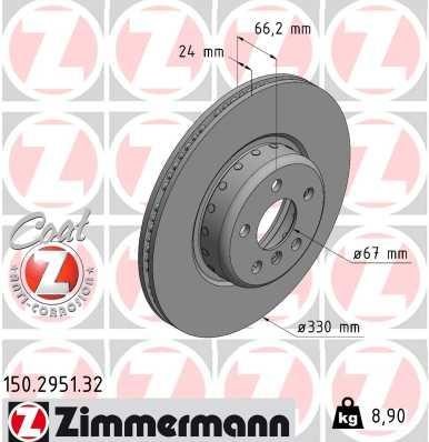 Otto Zimmermann 150.2951.32 Front brake disc ventilated 150295132