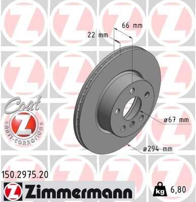 Otto Zimmermann 150.2975.20 Front brake disc ventilated 150297520
