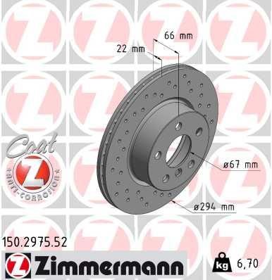 Otto Zimmermann 150.2975.52 Front brake disc ventilated 150297552