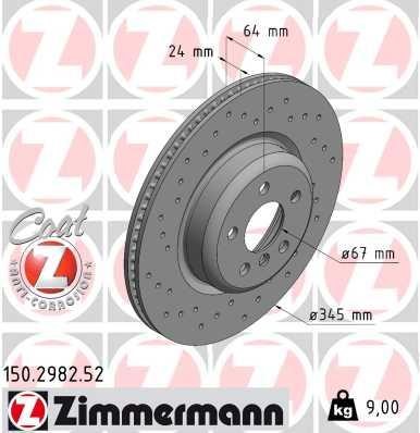 Otto Zimmermann 150.2982.52 Disc brake rear left ventilated 150298252