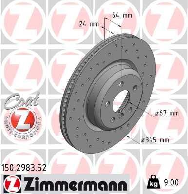 Otto Zimmermann 150.2983.52 Disc brake rear left ventilated 150298352
