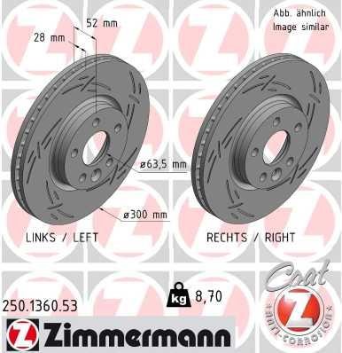 Otto Zimmermann 250.1360.53 Front brake disc ventilated 250136053