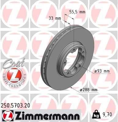 Otto Zimmermann 250.5703.20 Front brake disc ventilated 250570320