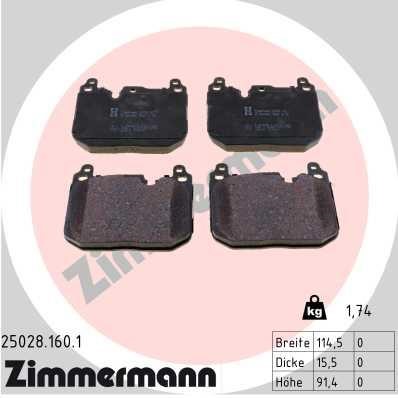 Otto Zimmermann 25028.160.1 Brake Pad Set, disc brake 250281601