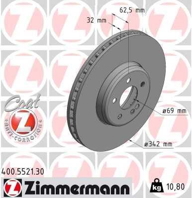 Otto Zimmermann 400.5521.30 Front brake disc ventilated 400552130
