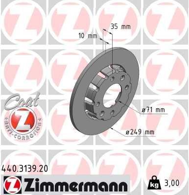 Otto Zimmermann 440.3139.20 Rear brake disc, non-ventilated 440313920