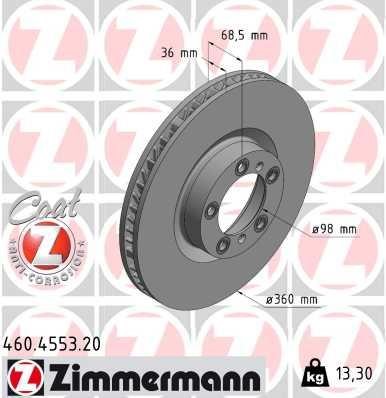 Otto Zimmermann 460.4553.20 Ventilated front left brake disc 460455320