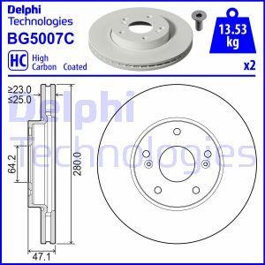 Delphi BG5007C Front brake disc ventilated BG5007C