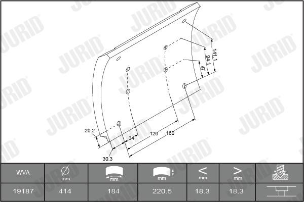 Jurid/Bendix 1918701070 Brake lining set 1918701070
