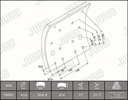 Jurid/Bendix 1909103270 Brake lining set 1909103270
