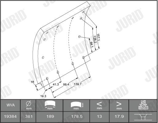 Jurid/Bendix 1938501070 Brake lining set 1938501070