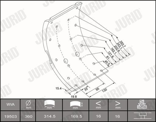 Jurid/Bendix 1950303320 Brake lining set 1950303320
